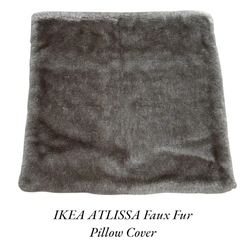 IKEA ATLISSA Brown Gray Faux Fur Pillow Cover 20